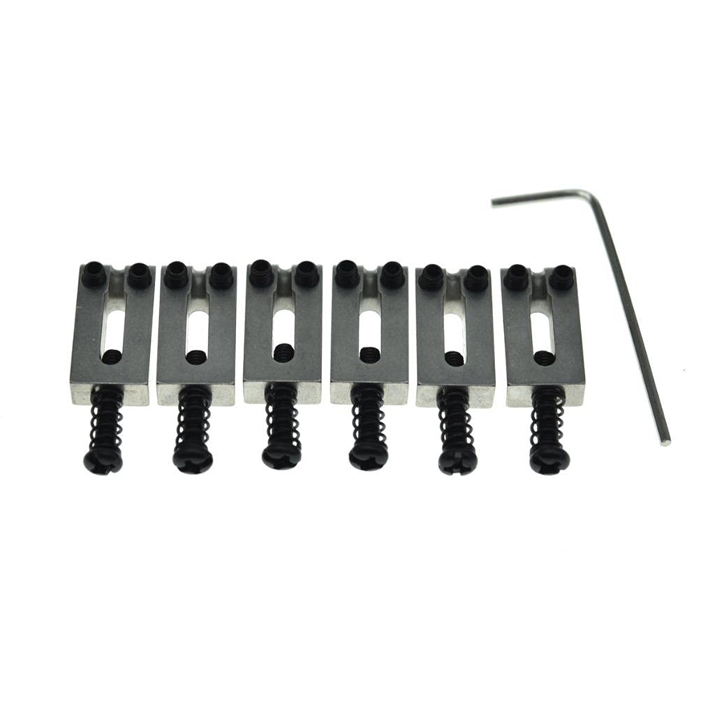 Dopro Pack Of 6 Stainless Steel Guitar Saddles Bridge Saddle 10.5Mm With Black Screws For Strat Tele 6 String Guitar