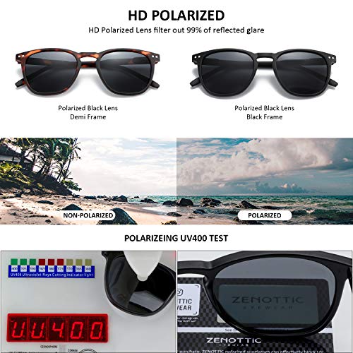 ZENOTTIC Polarized Sunglasses for Women Men: Retro Shades Round | Square Frame UV Protection 2 Pack
