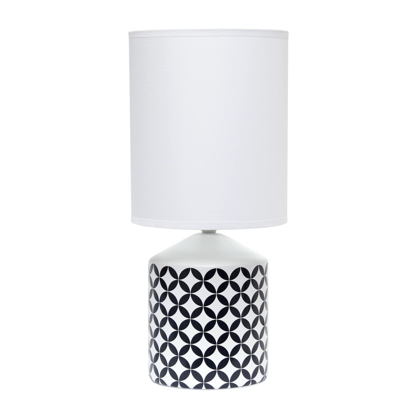 Simple Designs Table Lamp, Coin Diamond Star CrissCross, Ceramic, 8.5inL x 8.5inW x 18.5inH, Black, Model LT2077-COI