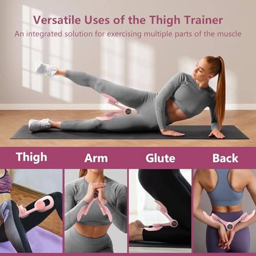 Thigh Trainer, 360°Adjustable Pelvic Floor Muscle Trainer with LED Display, Inner Thigh Exerciser with 20LB Resistance Ban...