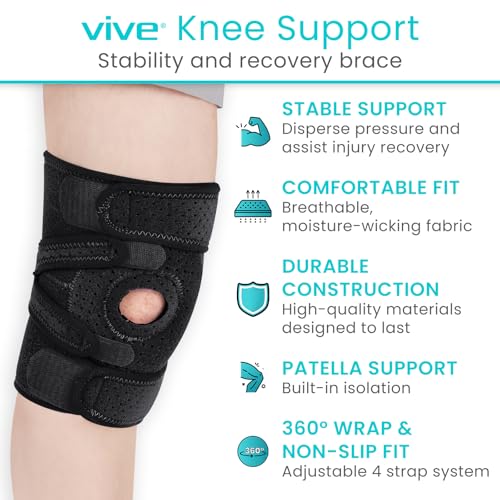 Vive Knee Brace for Meniscus Tear - ACL & Patella Support Knee Brace for Men, Women - Adjustable Compression for Arthritis...