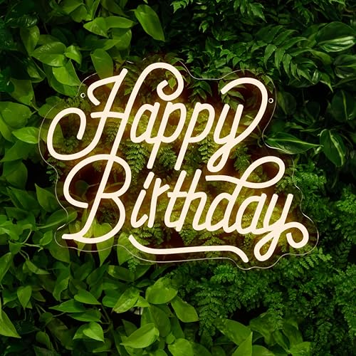 Happy Birthday Neon Sign For Backdrop Birthday Decorations LED Neon Light Signs for Birthday Led Light Up Sign Party Decor...