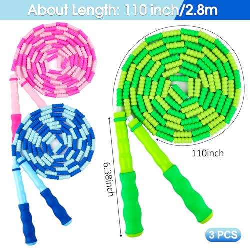 Jump Rope for Kids, 9 Ft Adjustable Jump Ropes for 4 5 6 7 8 10 12, Segmented Soft Beaded Jumping Rope Age 8-12, Tangle Fr...