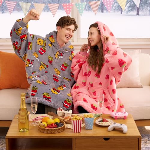 Giggling Getup Wearable Blanket Hoodie for Adults Gifts for Teen Girls Sister Women Sherpa Fleece Printed Hooded Blanket S...