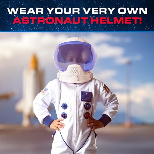NASA Astronaut Helmet Halloween Costume Accessory for Kids – Wearable Space Helmet with Foam Padding, Sticker Sheet & Lear...