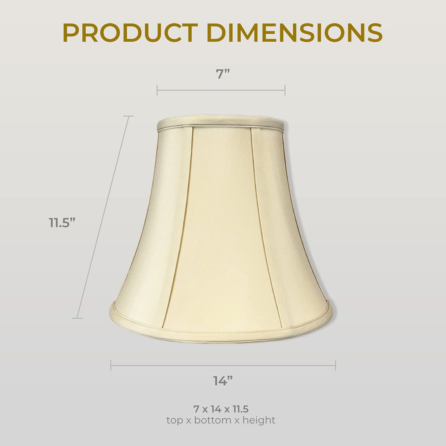 Royal Designs, Inc. True Bell Lamp Shade, Faux Silk, 7in x 14in x 11.5in, Beige, 2-Pack, Model BSO-704-14BG-