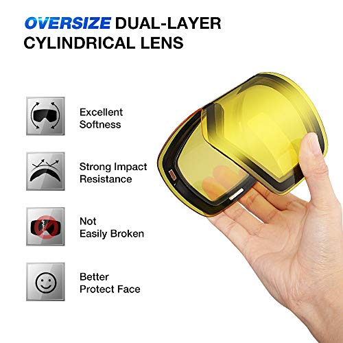 ZIONOR Ski Goggles Lens, X11 100% OTG Snow Goggles Detachable Lens for Men Women Adult