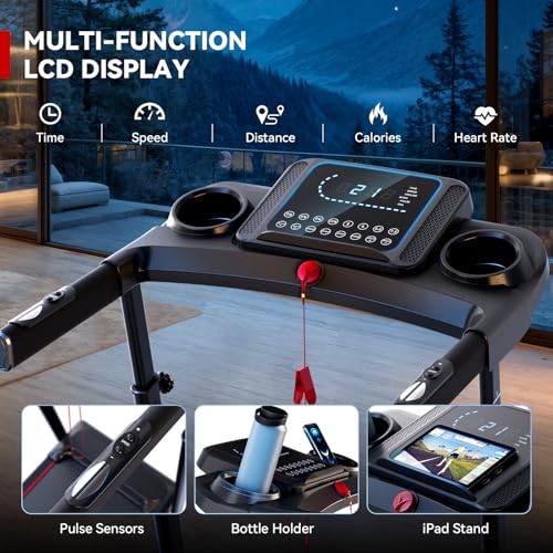 8.7MPH Treadmills for Home, 0%-15% Incline Walking Pad Treadmill with Auto-Folding, 3.5HP Wide Running Area Supports Up to...