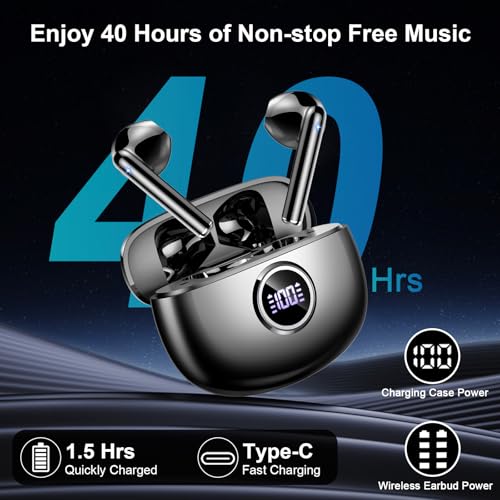 Wireless Earbuds, 2025 Bluetooth 5.3 Headphones HiFi Stereo Ear buds with ENC Noise Cancelling Mics, 40H Bluetooth Earbuds...