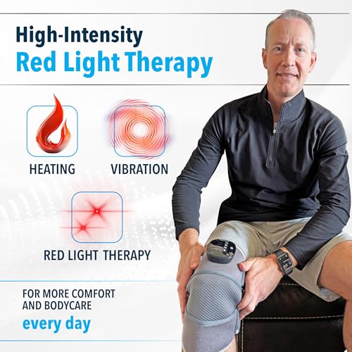 FORTHiQ RED+ Knee Massager with Heat and Red Light Therapy for Pain Relief, Knee Brace with 2 Wavelengths, 3 Massage & 4 P...