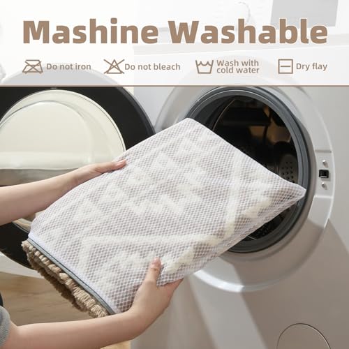 PADOOR-Waffle Bath Mat-Super Absorbent Bath Mats for Bathroom, Machine Washable Non Slip Bathroom Rug with Tassels, Soft B...