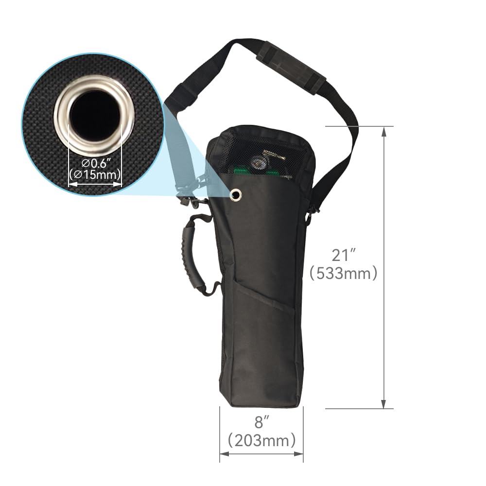 Portable Oxygen Shoulder Bag for A, B(M6), C(M9), D, M2, Ml6, M7 Size Oxygen Cylinders, Durable Oxford Material with Mesh Viewing Window, Portable Oxygen Tank Holder Bag for Travel, Storage, and Carry