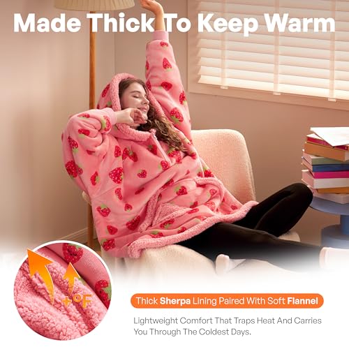 Giggling Getup Wearable Blanket Hoodie for Adults Gifts for Teen Girls Sister Women Sherpa Fleece Printed Hooded Blanket S...