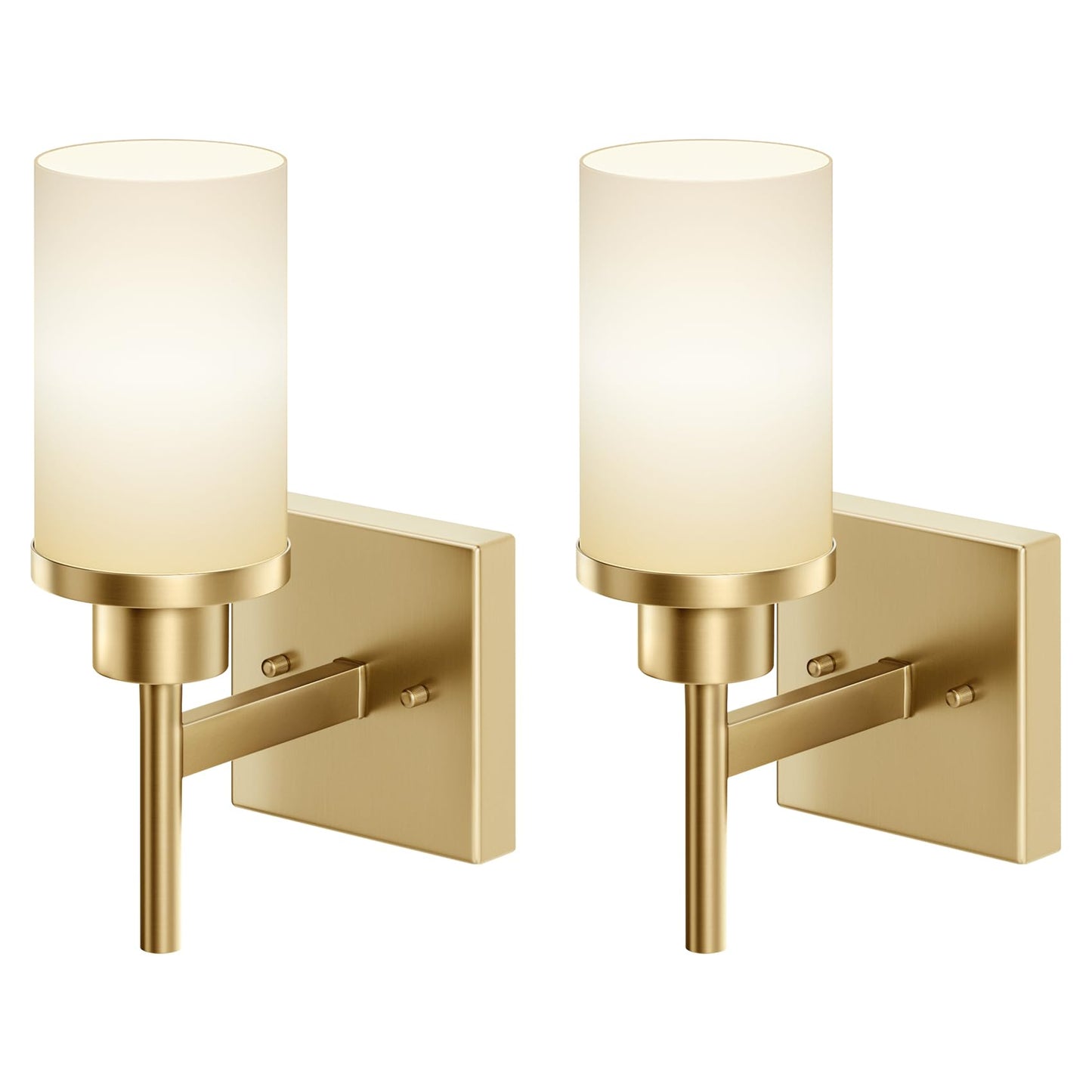 Aoneon Vanity Lighting Fixtures With White Frosted Glass Shade  Modern Gold Wall Lamps For Bathroom Mirror Bedroom Living Room Porch  2 Pack T001Gd-L1-P2