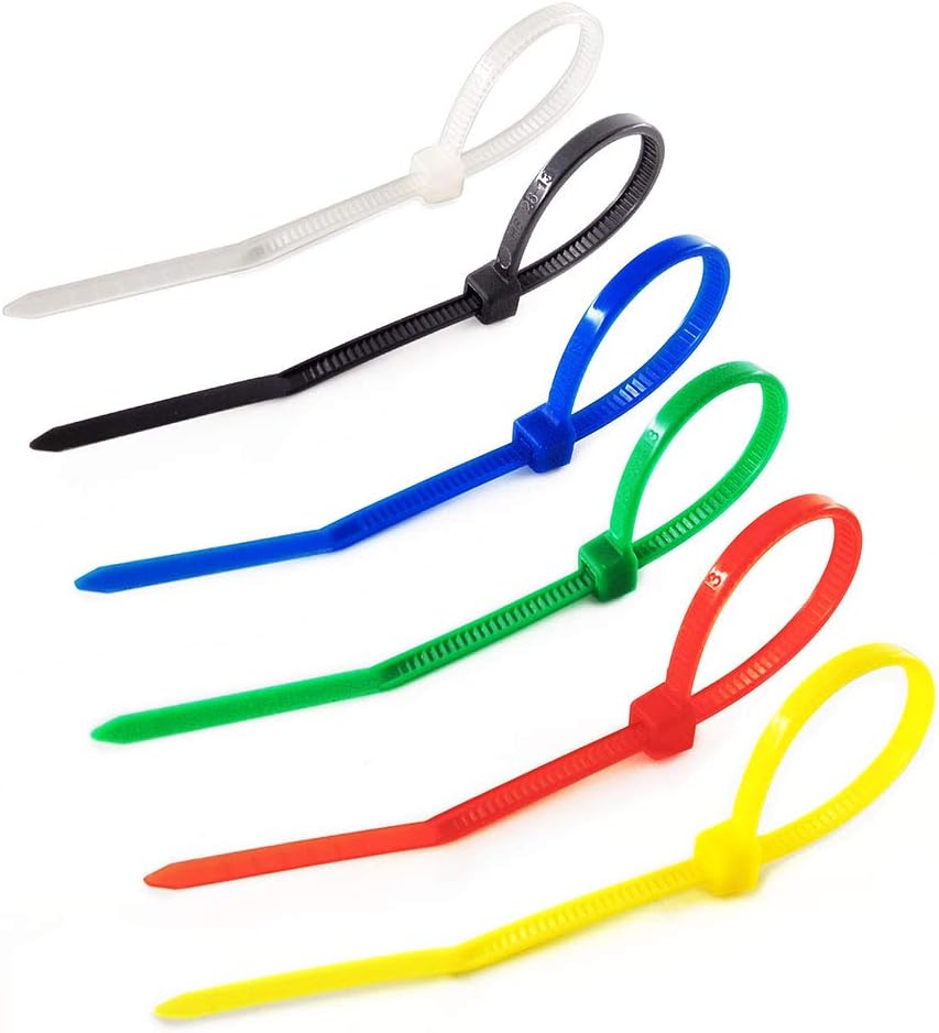 HS Small Colored Zip Ties 6 Inch 600pcs Multi-Color Zip Wire Tie for Deco Mesh Wreath Supplies,Colorful Plastic Ties Yellow, Black,White,Blue,Red,Green for Cord Management