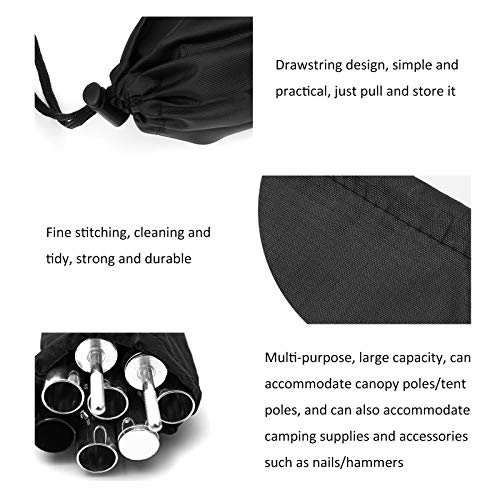 Tomotato 2Pcs Tent Pole Bag, 31.5in Trekking Poles Carrying Bag Tent Stakes Bag Black Portable Canopy Pole Storage Bag Cam...