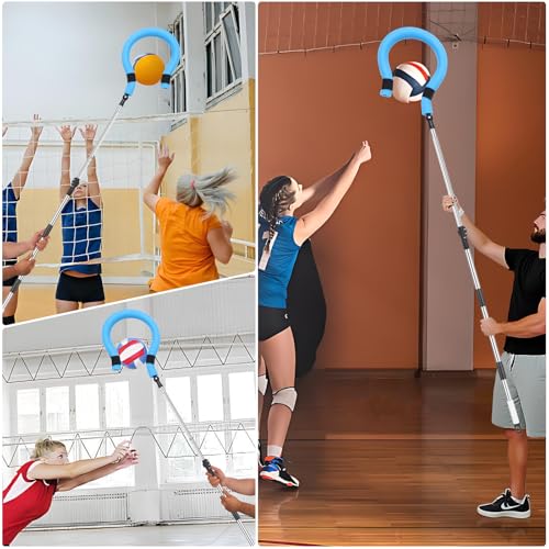 Volleyball Spike Trainer - Adjustable Height 63"-77" with Question Mark Hook, Durable Lightweight for Serving, Spiking & J...