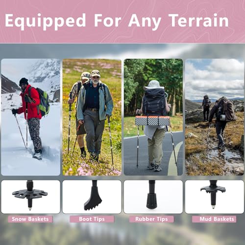 BISINNA Hiking Poles Collapsible Trekking Poles Aluminum Alloy Hiking Sticks 2 pc Lightweight Adjustable Folding Stick for...