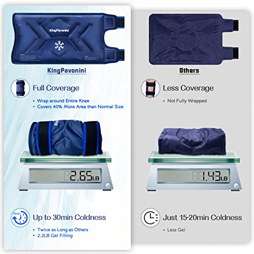 KingPavonini XXL Knee Ice Pack Wrap Around Entire Knee After Surgery, Large Reusable Gel Ice Pack for Injuries, Pain Relie...