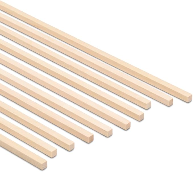 DIY Wooden Square Dowel Rod 1/4-inch x 12 Pack of 100 Hobby Wood Sticks for Crafts, Wood Trim & Architecture Model Making, by Woodpeckers