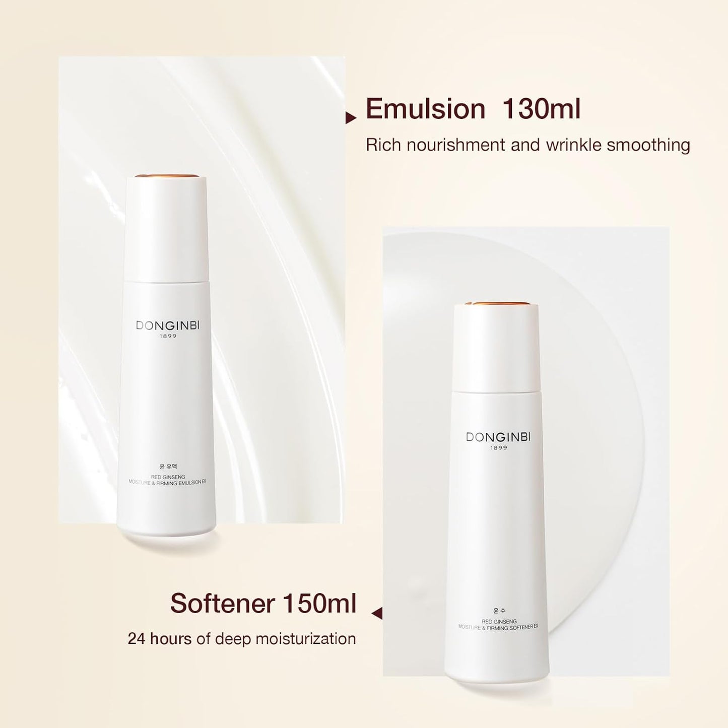Donginbi Red Ginseng Moisturizing & Firming Set EX, Anti-Aging Korean Skin Care, Routine Kits for Smooth, Radiant Skin