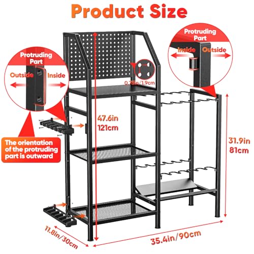 POKIPO Fishing Rod Holders for Garage,Fishing Rod Rack Storage up to 18 Rods,3 Tier Adjust Heavy Duty Metal Fish Pole Stan...