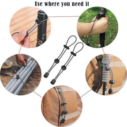 Backpack Hiking Stick Holder Straps, Elastic Lanyard Cord Rope for Walking Pole Fixing Buckle Adjustable Trekking Poles fo...