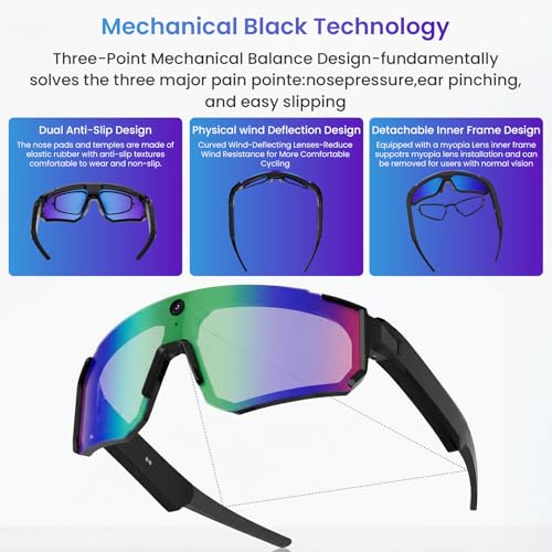 MOHEEN Al Smart Glasses with Camera 4K, Baseball Recording Glasses for Action Sports with Audio/Bluetooth, Wearable Tech B...