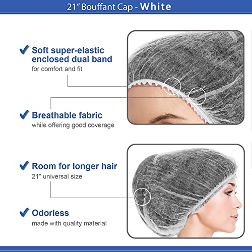 Disposable Bouffant Caps, 21inches Hair Net, Elastic Dust Cap for Food Service, Sleeping Head Cover