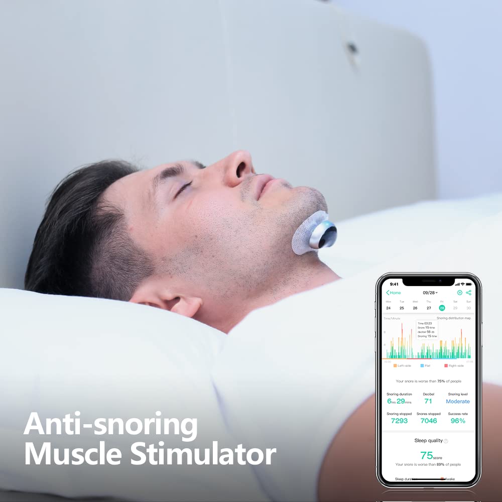 SNORE CIRCLE Smart Throat Anti Snoring Device Plus - Snore Stopper Effective Snoring Solutions Snore Reduction Sleep Aids with APP Records and Analyzes Sleep Datas