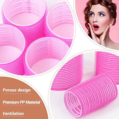 Self Grip Hair Rollers Curlers Set - 24 Pieces with 3 Sizes (4 Jumbo, 4 Large, 4 Medium) and 12 Clips for Volume on Long, ...