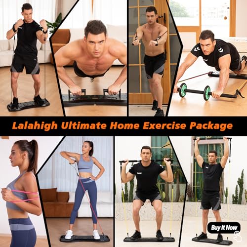 LALAHIGH Push Up Board,36 in 1 Home Gym Equipment with Ab Roller Wheel & Resistance Bands, Portable Foldable Workout Board...