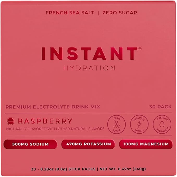 Instant Hydration Electrolytes Powder Packets - Raspberry Electrolyte Drink Mix - Zero Sugar - Keto, Vegan, Gluten-Free, N...