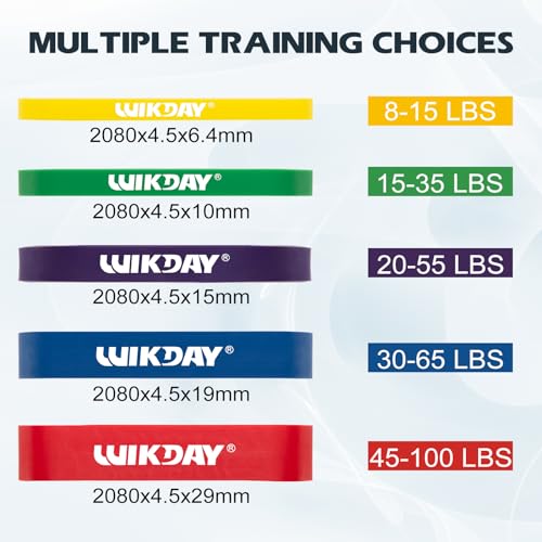 WIKDAY Resistance Bands for Working Out, Exercise Bands, Workout Bands, Pull Up Assistance Bands for Body Stretching Train...