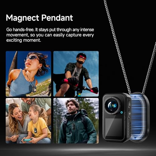 NUISK Mini Action Camera 4K | 128G Thumb Sports Camera with EIS Stabilization, Wearable POV Chest Camera, Waterproof for R...