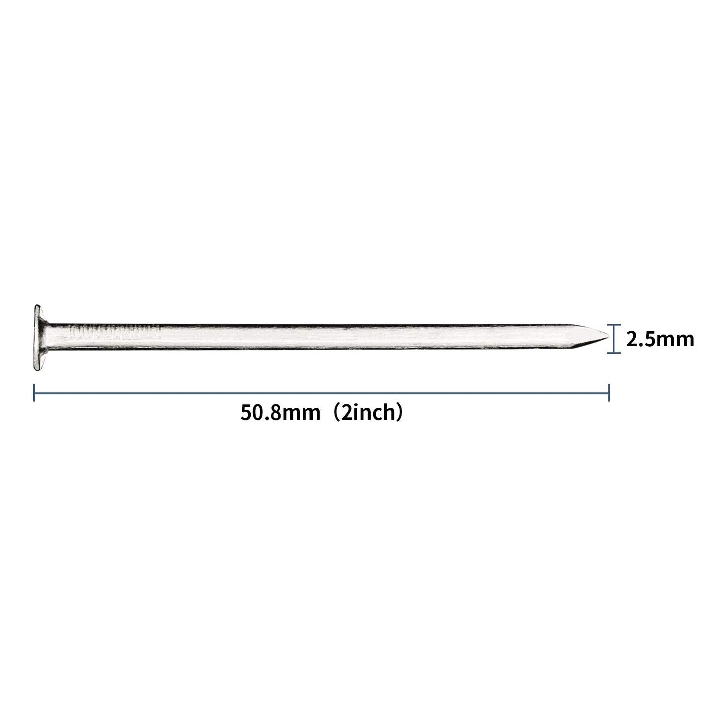 120pcs Hardware Nails, 2 Inches Nickel Plated Hanging Nails, Wall Nails for Hanging, Wood Nails, Long Nails (2 in)