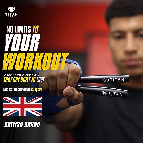 Titan Armour® Speed Rope - Professional Self-Locking & Adjustable, Adult Speed Jump Rope | 2 x Steel Ropes, Cable Protecto...