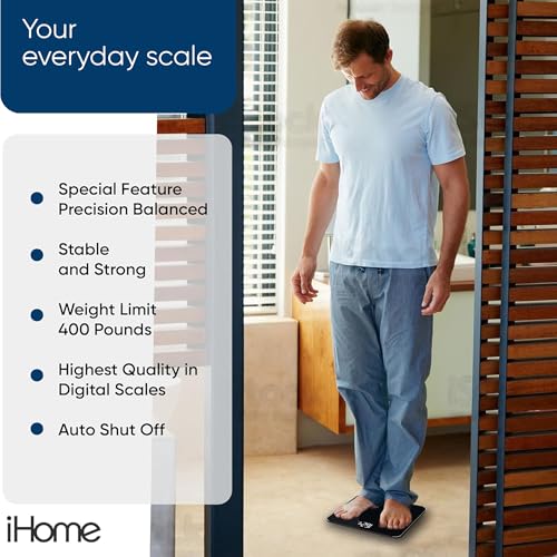 iHome Digital Scale, Bathroom Scale, Batteries Included, Scale Body Weight, Weight Scale, Bathroom Scales for Weight, Digi...