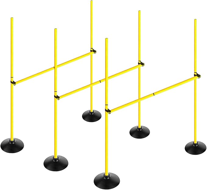 Voodans Adjustable Height Agility Hurdle Set Multi-Function Soccer Trainning Pole Set Coaching Sticks with Rubber Base