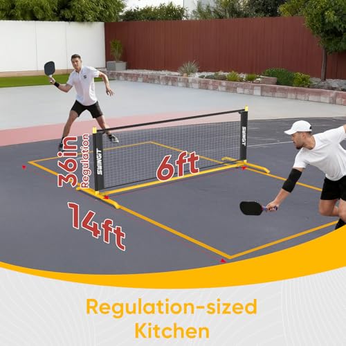 SwingIt Portable Pickleball Rebounder Net with Kitchen Lines System, Solo Training Net System for Dinks, Volleys & Drives,...