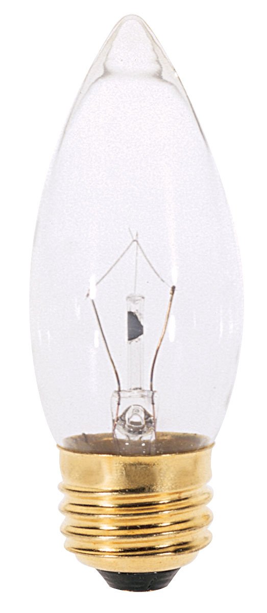 Satco S3231 B11 Clear Glass Light Bulb, 25W, Medium Base, 120V, 1 X 1 X 3.9 Inch