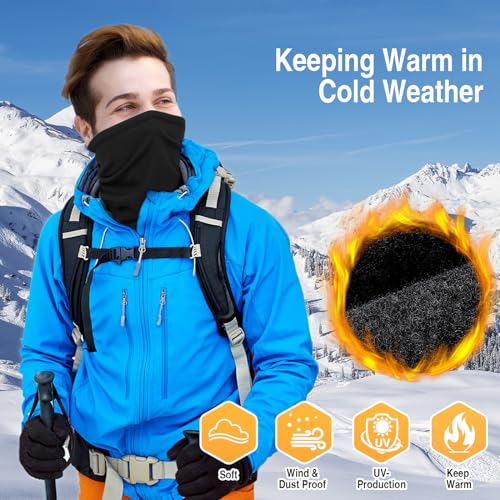 LUOLIIL VOE 2 Pack Winter Neck Gaiter Warmer for Men&Women,Windproof Face Cover Fleece Face Mask Scarf for Cold Weather Sport
