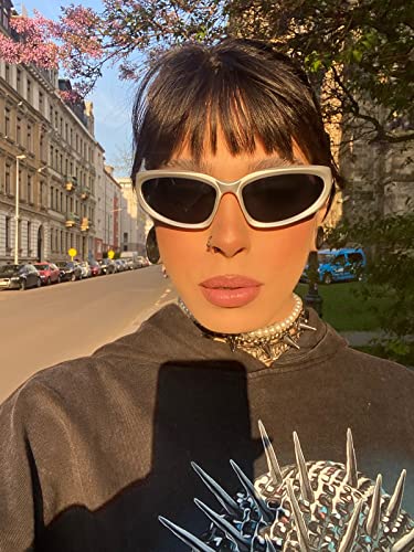 AIEYEZO Y2K Sunglasses Womens Mens Wrap Around Sports Sun Glasses Fashion Oval Thick Frame Ladies Shades
