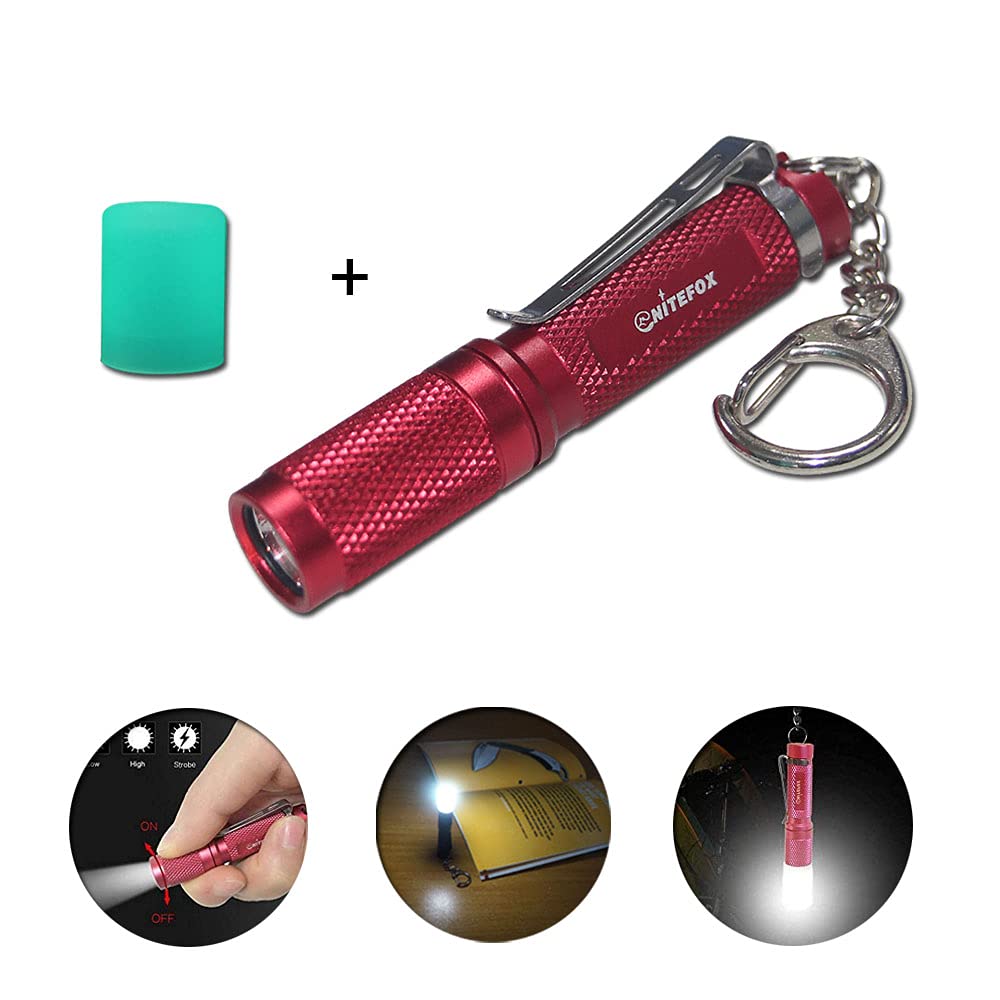 Nitefox K3 Mini Keychain Flashlight 150 Lumens, Aerospace Grade Aluminum, Red, Keychain Size
