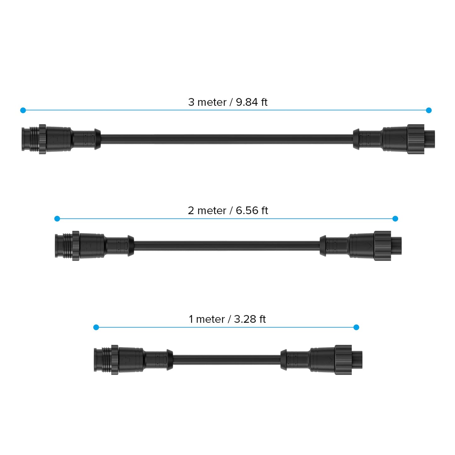 Btf-Lighting 3.28Ft 3 Pin 0.75Mm/18Awg Ip67 Extension Cable Wire With Male And Female Connectors For Ws2811 Ws2812B Sk6812 Etc Led Strip 15Mm Metal Nut Big Size Home Lighting Connector