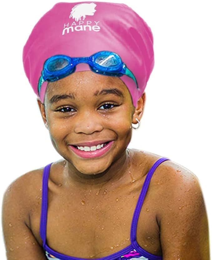 Happy Mane Silicone Swim Cap for Braids and Dreadlocks - Keeps Your Hair Dry While Swimming and Bathing Long Hair, Extensi...