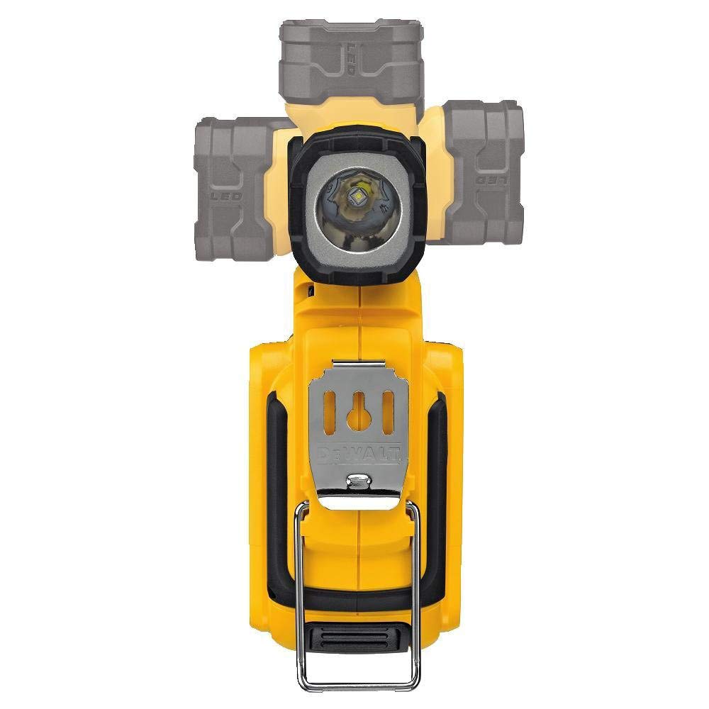DEWALT 20V MAX LED Work Light Rechargeable, LED Flashlight, Magnetic Flashlight, Freestanding and Clip-On Light, 360 degree pivoting Head, Tool Only (DCL044)