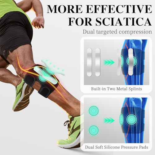 Oyakin Sciatica Pain Relief Devices Brace, Sciatic Nerve Knee Brace with Dual Adjustable Pressure Pads Targeted Compressio...