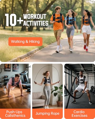 Renoj Weighted Vest for Women Men: Available in 6lb/8lb/10lb/11lb/12lb/14lb/16lb/20lb Fixed Weights for Walking, Running, ...