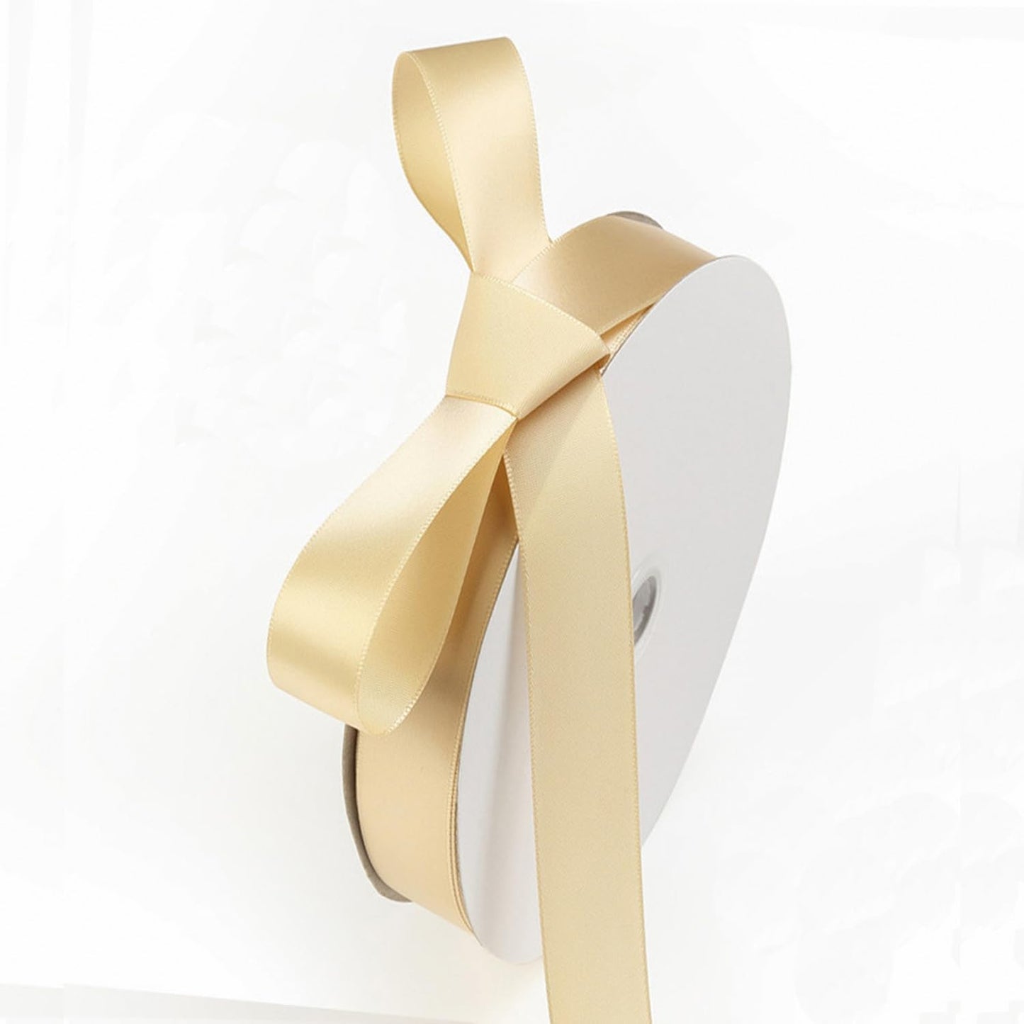 5/8" x 100 Yards Champagne Polyester Satin Ribbon Single Faced Bulk Fabric Ribbons for Gift Wrapping, Crafting, Bows Making, Sewing, Wedding, Home Decor